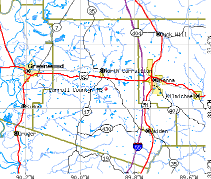 Carroll County, MS map