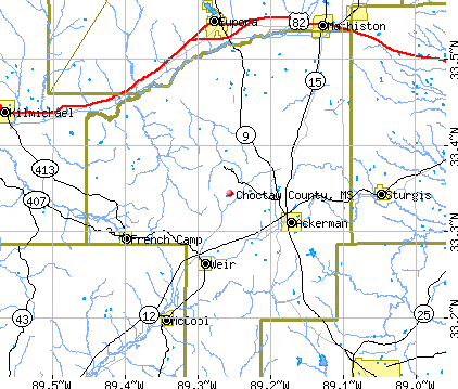 Choctaw County, MS map