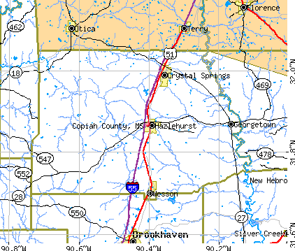 Copiah County, MS map