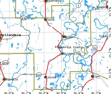 Humphreys County, MS map