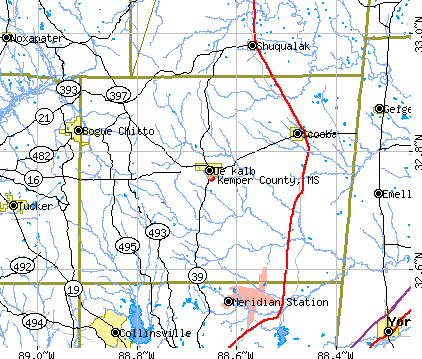 Kemper County, MS map