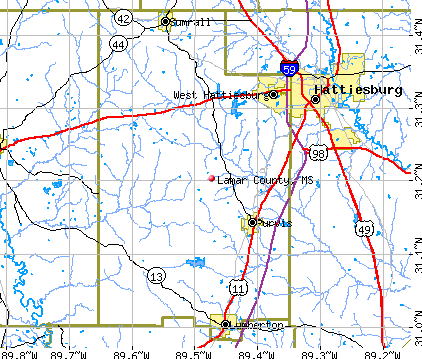 Lamar County, MS map