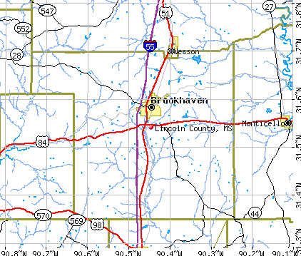 Lincoln County, MS map