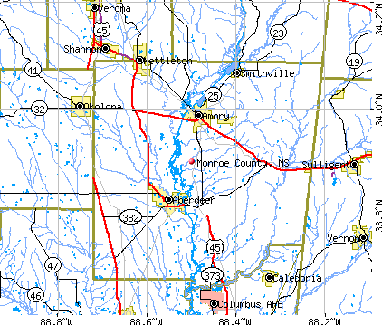 Monroe County, MS map