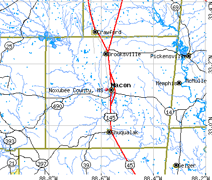 Noxubee County, MS map