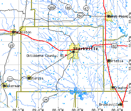 Oktibbeha County, MS map