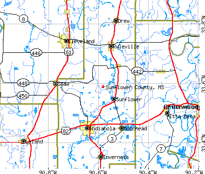 Sunflower County, MS map