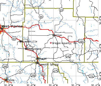 Oregon County, MO map