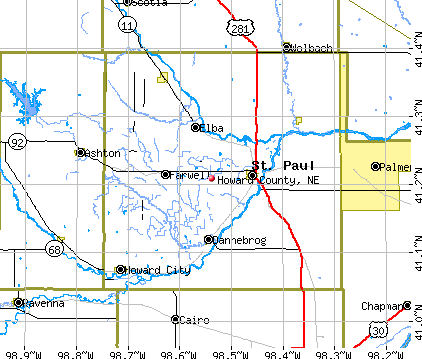 Howard County, NE map