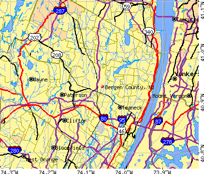 Bergen County, NJ map