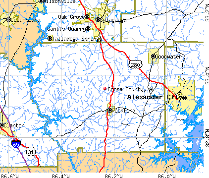 Coosa County, AL map