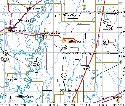 Woodruff County, AR map
