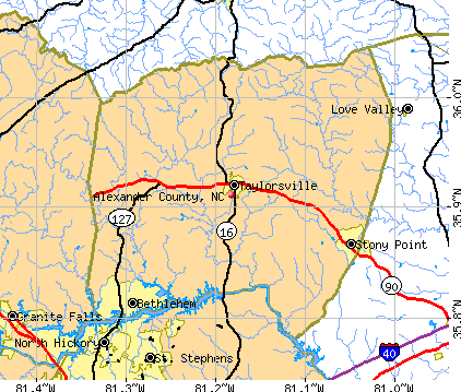 Alexander County, NC map