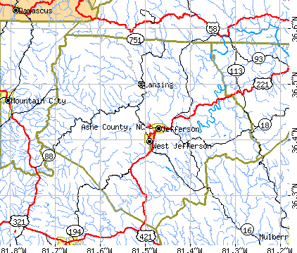 Ashe County, NC map