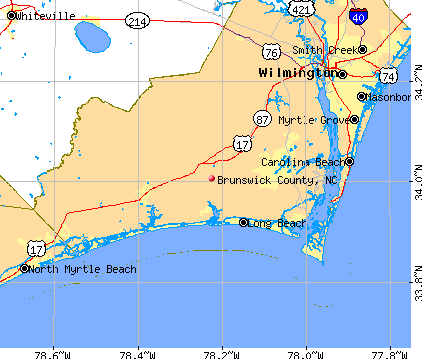 Brunswick County, NC map