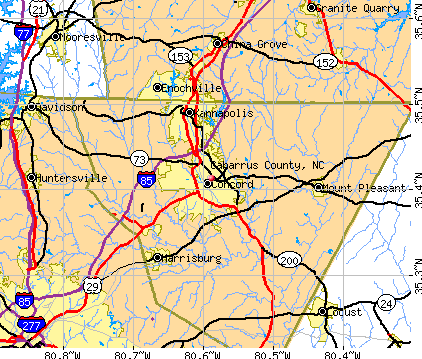 Cabarrus County, NC map