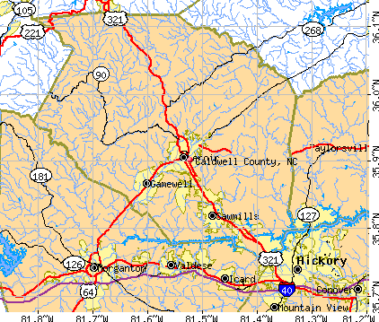 Caldwell County, NC map