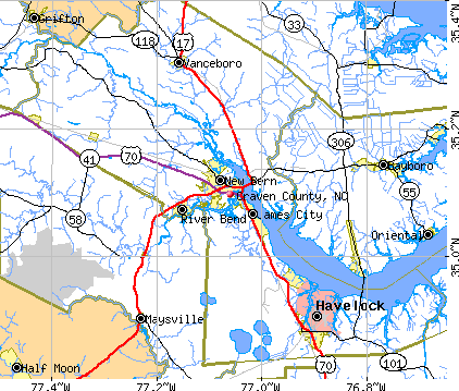 Craven County, NC map