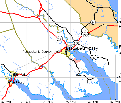 Pasquotank County, NC map