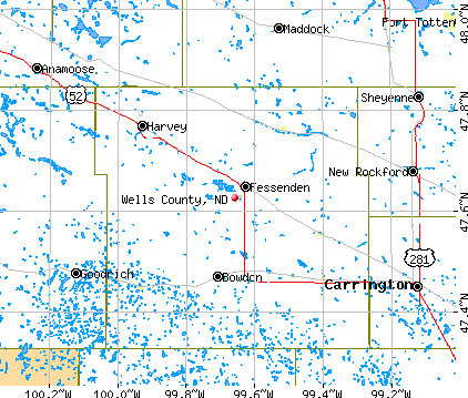 Wells County, ND map
