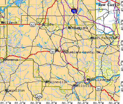 Columbiana County, OH map