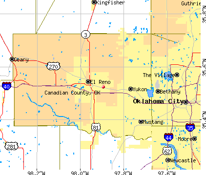 Canadian County, OK map