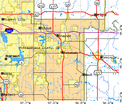 Pottawatomie County, OK map