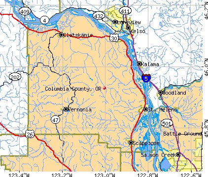 Columbia County, OR map