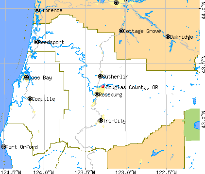 Douglas County, OR map