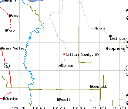 Gilliam County, OR map