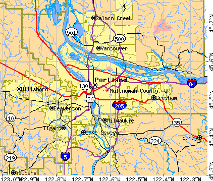 Multnomah County, OR map