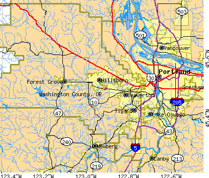 Washington County, OR map