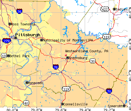 Westmoreland County, PA map