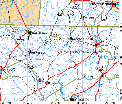 Chesterfield County, SC map