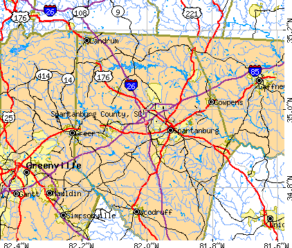 Spartanburg County, SC map