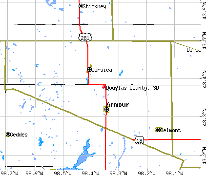 Douglas County, SD map