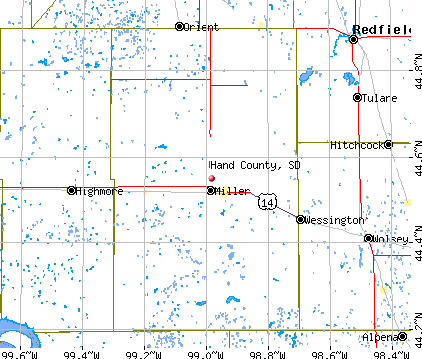 Hand County, SD map