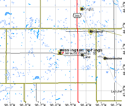 Jerauld County, SD map