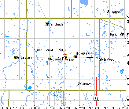 Miner County, SD map