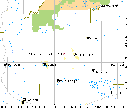 Shannon County, SD map