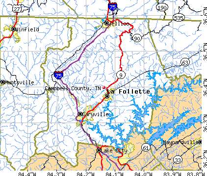Campbell County, TN map