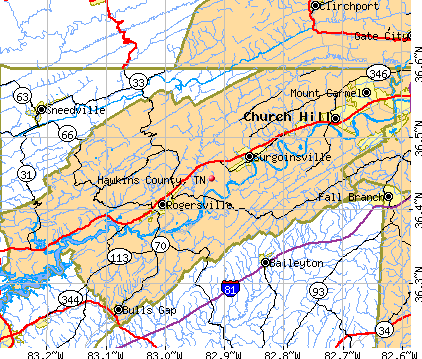 Hawkins County, TN map
