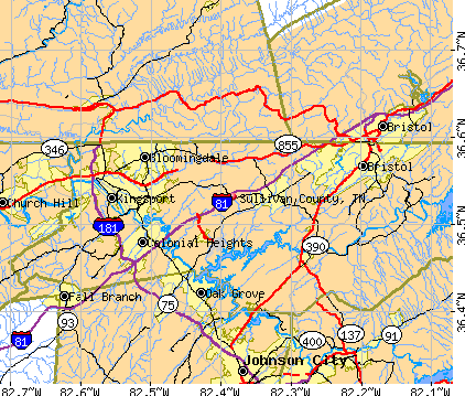 Sullivan County, TN map