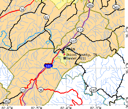 Unicoi County, TN map