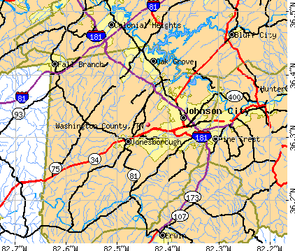 Washington County, TN map
