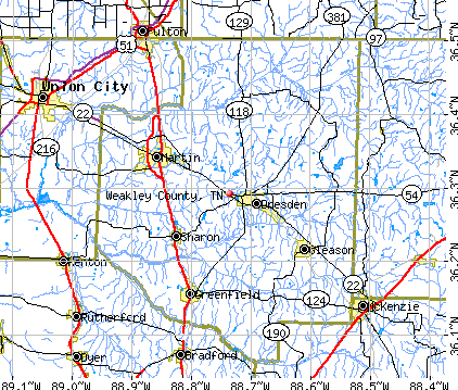 Weakley County, TN map