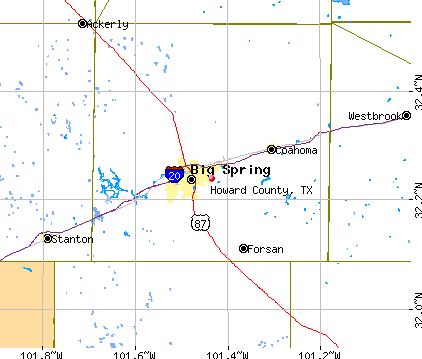 Howard County, TX map