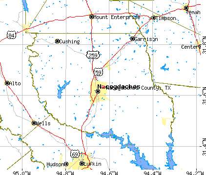 Nacogdoches County, TX map