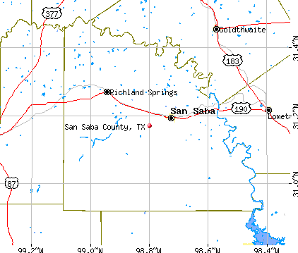 San Saba County, TX map