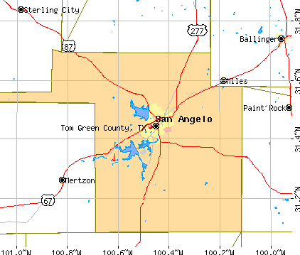 Tom Green County, TX map
